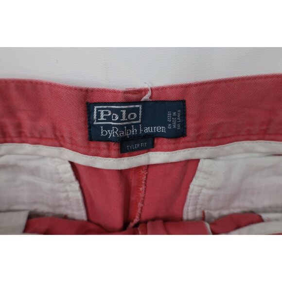Vintage 90s Ralph Lauren Mens 34 Distressed Above Knee Chino Golf Shorts Pink - Picture 8 of 16